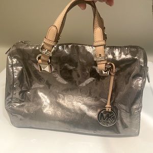 Michael Kors Metallic Silver Large Grayson Satchel